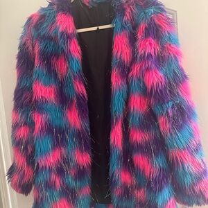 Multicolor Faux Fur Coat